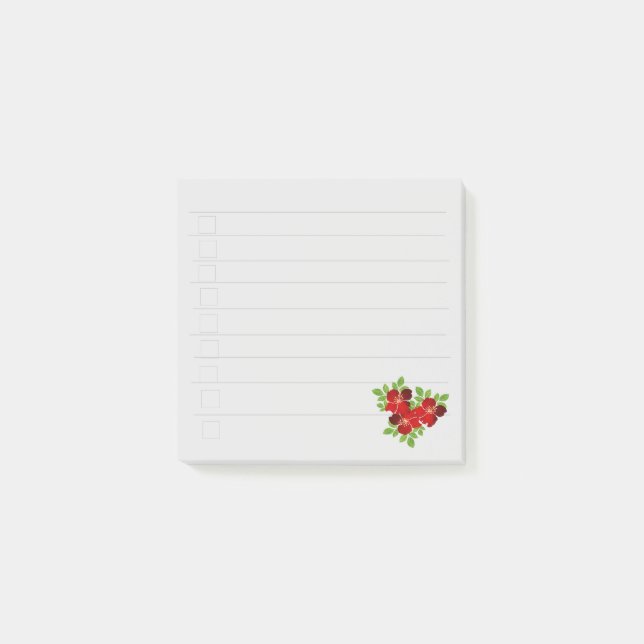 Post-it® 3 Notes post-it de fleurs rouges (Devant)