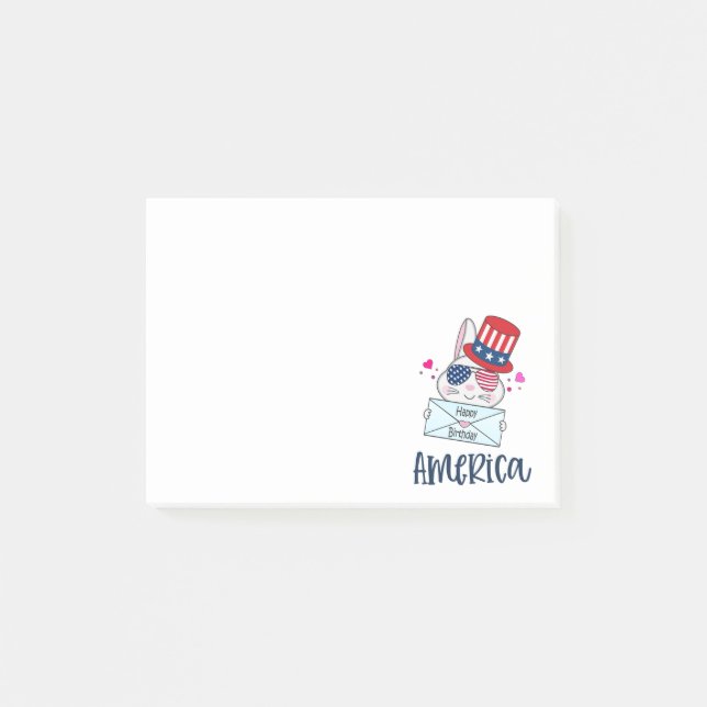 Post-it® 4 juillet lapin avec les Etats-Unis Drapeau lunett (Devant)