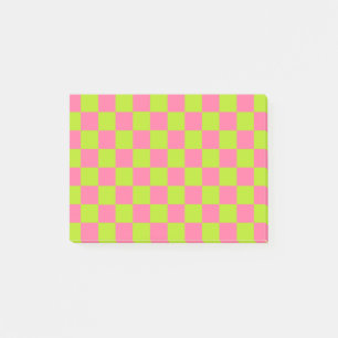 Post-it® à damiers Lime vert et rose