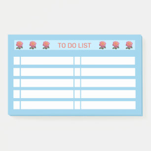 Post-it® À faire Liste des Roses sur Turquoise & Blanc
