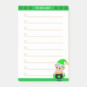 Post-it® À faire Liste et elfe vert mignon avec des pièces 
