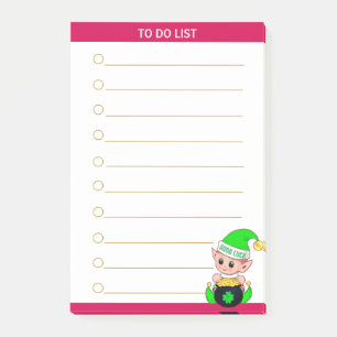 Post-it® À faire Liste & porte-bonheur joli elfe vert avec 