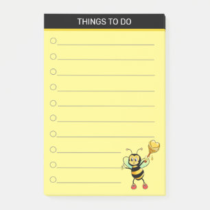 Post-it® Abeille au miel mignonne moderne sur noir & jaune