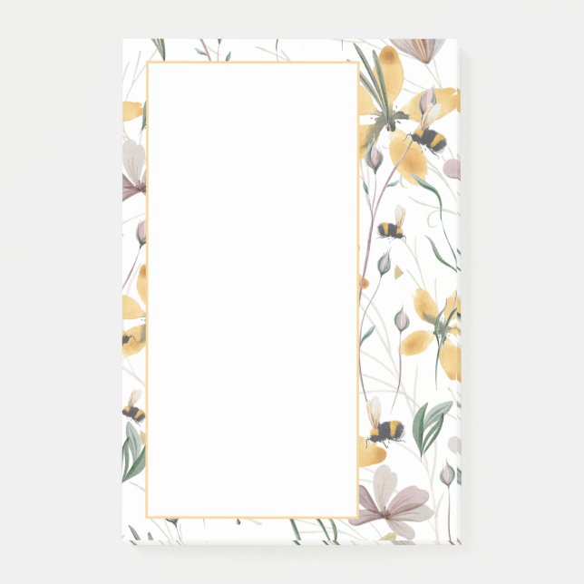 Post-it® Abeilles et plantes 4"x6" (Devant)