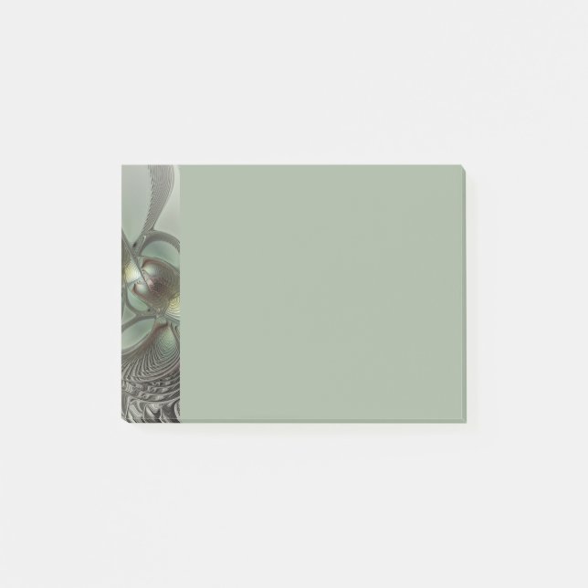 Post-it® Abstract Olive Sage Green Gray Fractal Art Fantasy (Devant)