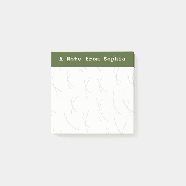 Post-it® Abstract Sketchy Lines Personalized | Olive Green (Devant)