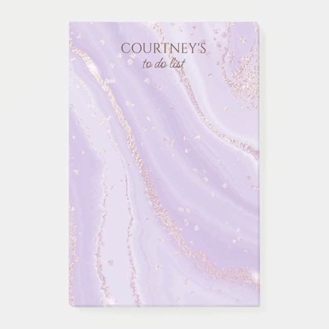 Post-it® Abstrait Rose Parties scintillant or violet marbre (Devant)