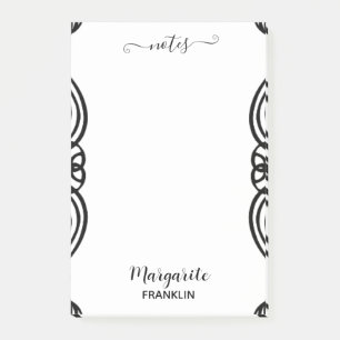 Post-it® Accueil personnalisé B&W Curly Notes