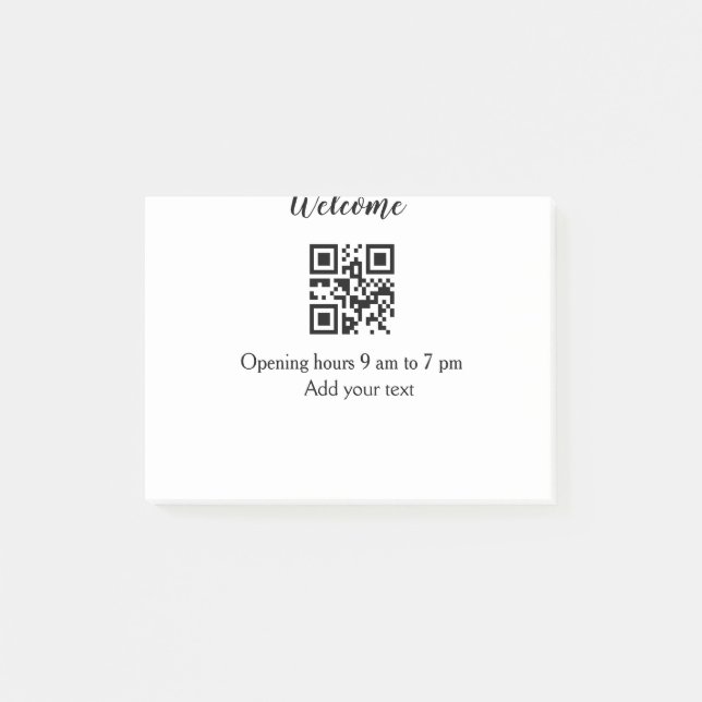 Post-it® Accueil simple ouverture bienvenue code barre QR a (Devant)