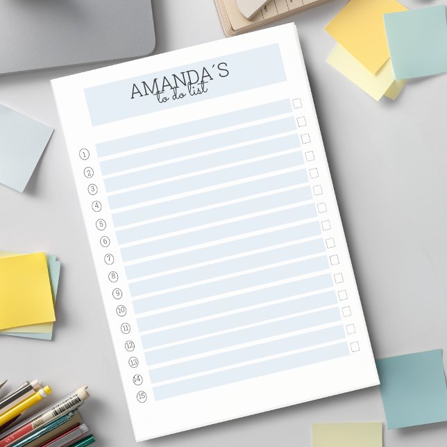 Post-it adhésifs personnalisables bleu blanc moder (Modern Custom Blue White Post-it Notes)