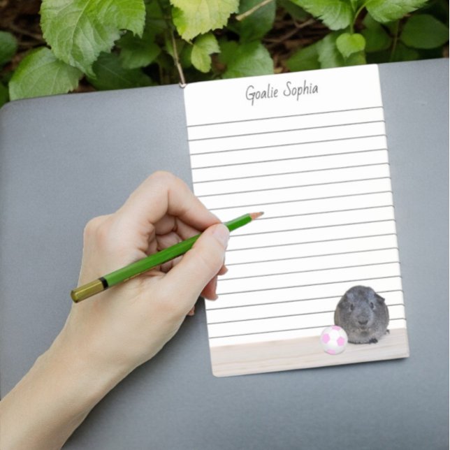 Post-it® Adorable Gris Guinée Cochon rose balle de football (Fun 4" x 6" lined note pad)