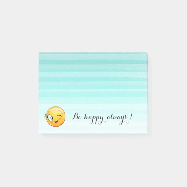 Post-it® Adorable Winking Emoji Face-Be heureux toujours (Devant)