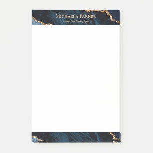 Post-it® Agate moderne Marine Blue Gold Geode Business