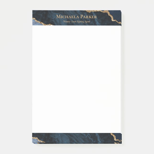 Post-it® Agate moderne Marine Blue Gold Geode Business (Devant)