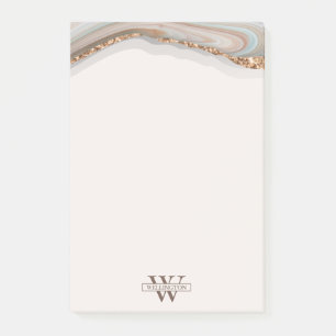 Post-it® Agate Stone Marbre Monogramme Nom Post-it Notes