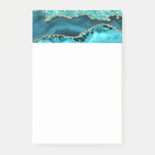Post-it® Agate Turquoise Blue Gold Parties scintillant Marb