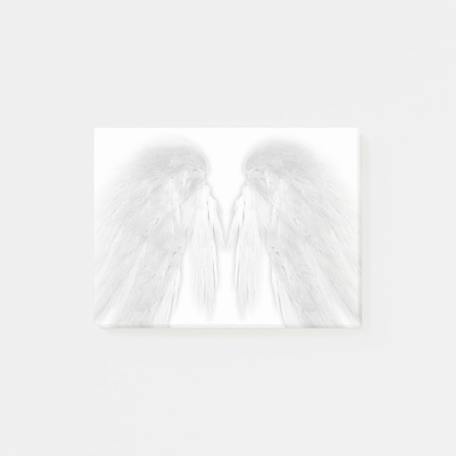 Post-it® AILES D'ANGE Blanc - Plumes Grises Touchées - (Devant)