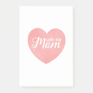 Post-it® Aimez-vous maman texte, le coeur rose du jour de l
