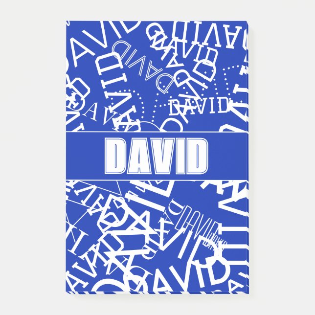 Post-it® Ajouter n'importe quel nom, nom collage En bleu &  (Devant)