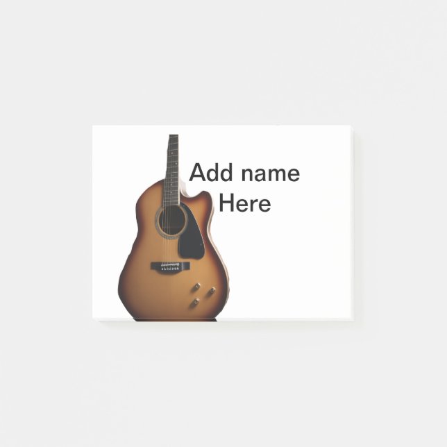 Post-it® Ajouter votre nom texte brun acoustique guitare éd (Devant)