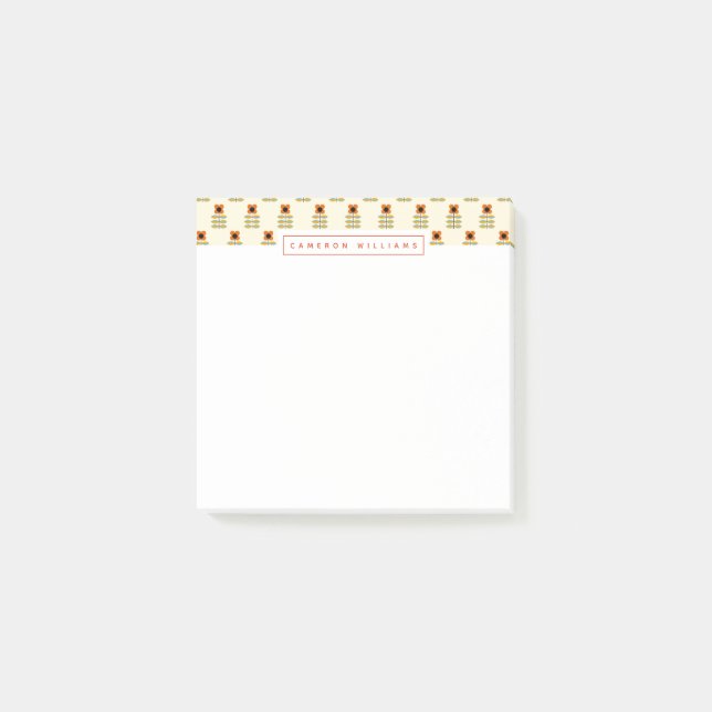 Post-it® Ajoutez votre floral orange | scandinave nommé (Devant)