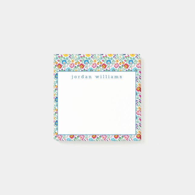 Post-it® Ajoutez votre motif de fleur nommé d'art populaire (Devant)