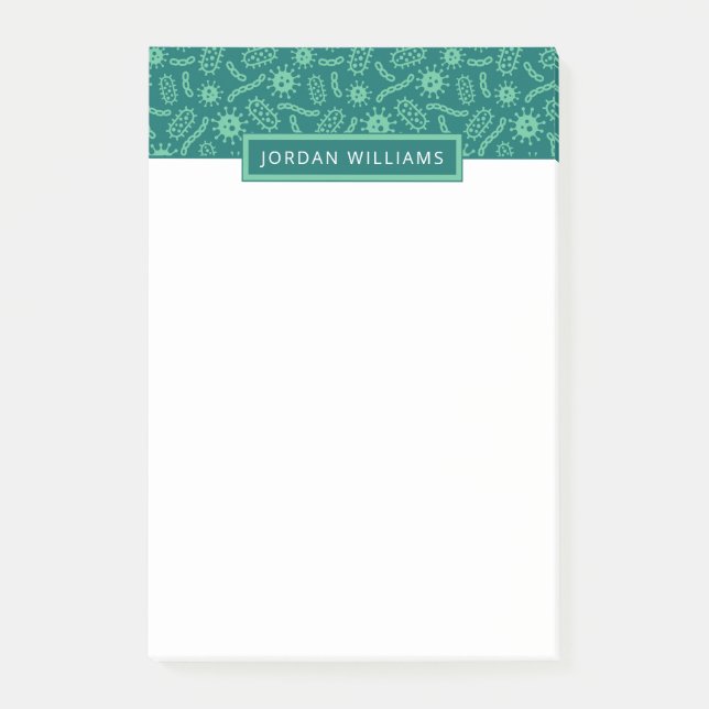 Post-it® Ajoutez votre motif | vert nommé de microbes (Devant)