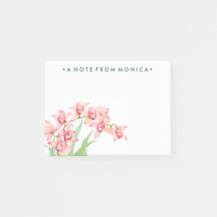 Post-it® Ajoutez votre nom   Aquarelle Fleurs roses