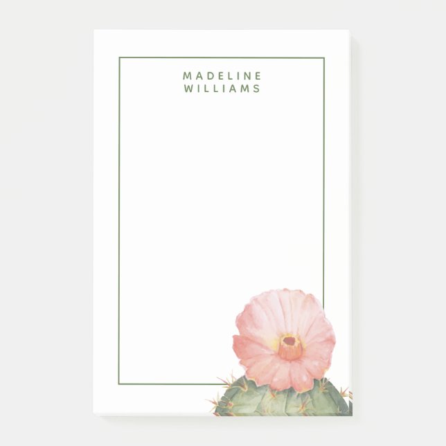 Post-it® Ajoutez votre nom | Cactus à fleur (Devant)