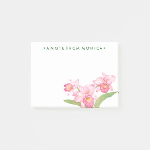 Post-it® Ajoutez votre nom   Fleurs d'aquarelle rose