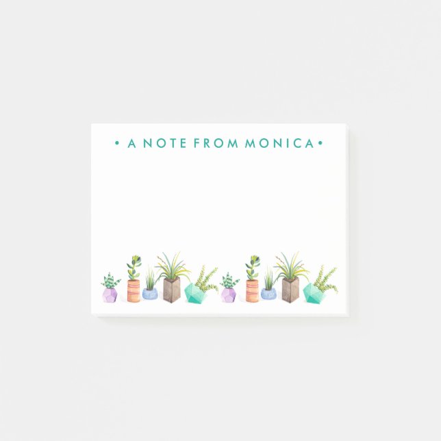 Post-it® Ajoutez votre nom | Pot de succulents (Devant)