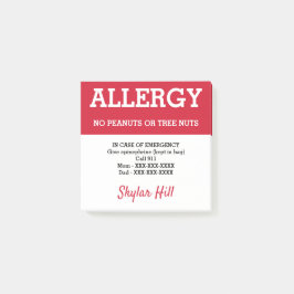 Post-it® Alerte d'allergie alimentaire Contact d'urgence pe