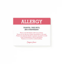 Alerte d'allergie alimentaire Restaurant Personnal