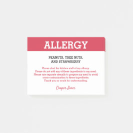 Post-it® Alerte d'allergie alimentaire Restaurant Personnal