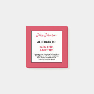 Post-it® Alerte d'allergie alimentaire Restaurant Rouge Per