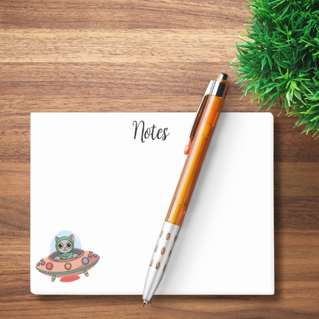 Post-it® Alien de chat mignon et vaisseau spatial UFO, nom  (Créateur téléchargé)
