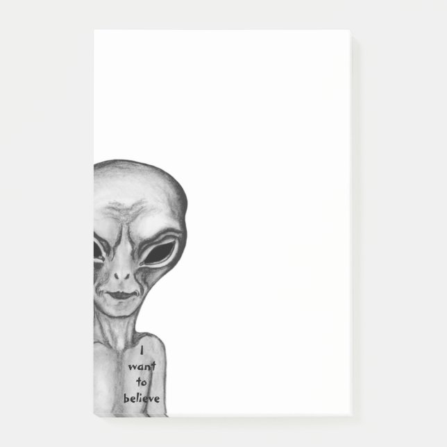 Post-it® Alien gris, je veux croire (Devant)
