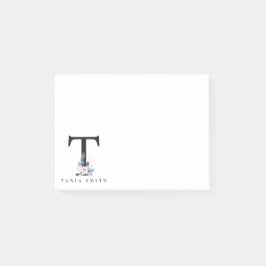 POST-IT® ALPHABÈTES FLORAUX BLEUS DOUX NOM LETTRE T