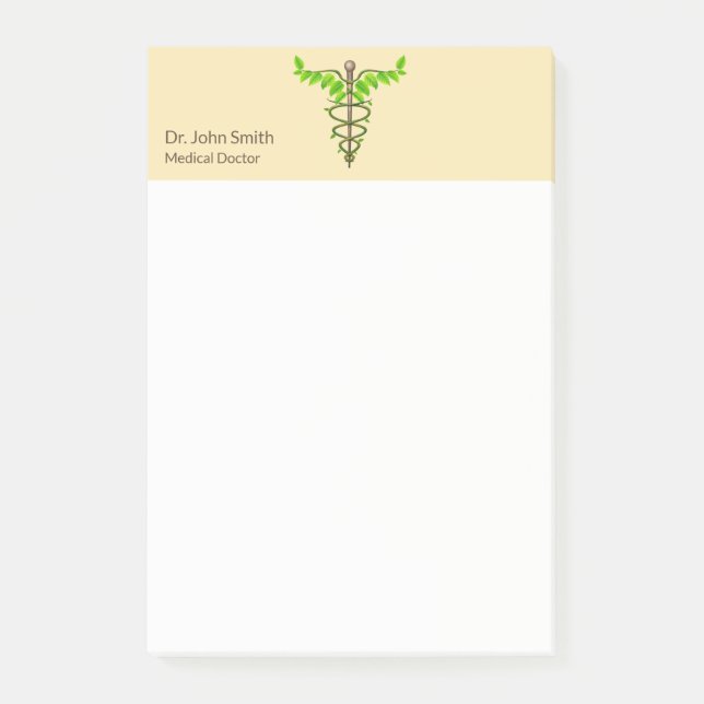 Post-it® Alternative Médicale Caduceus Vert Feuilles Beige (Devant)