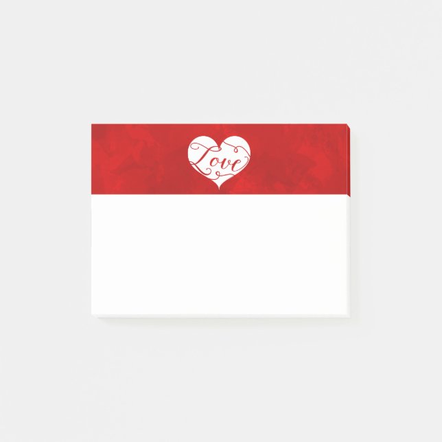 Post-it® Amour Aquarelle Rouge Coeur Flamme Saint-Valentin (Devant)