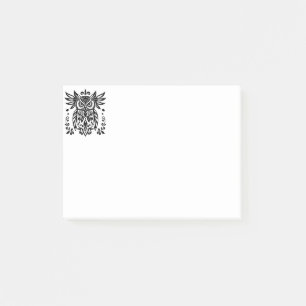 Post-it® Amoureux des hiboux Bois rustique Noir Blanc Bohèm