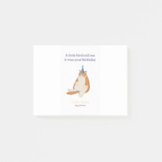 Post-it® Amusant chat d'anniversaire grumeux, joyeux design