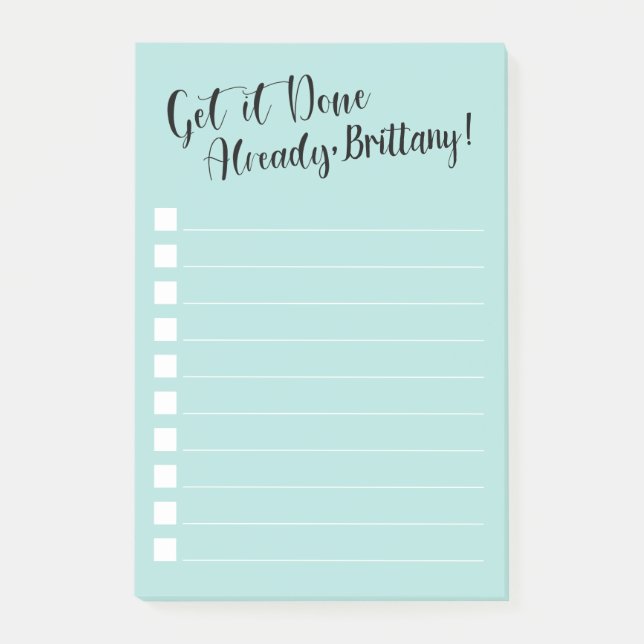 Post-it® Amusant, fais-le déjà| Personnalisé| Aqua (Devant)