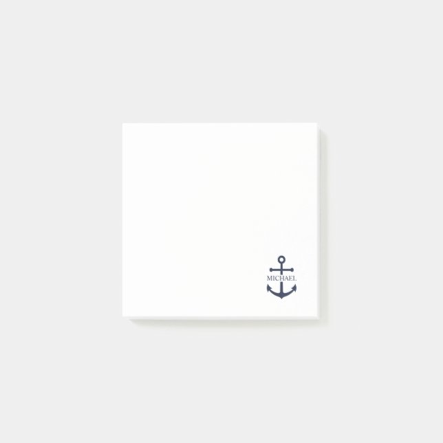 Post-it® Ancre bleue marine Nom personnalisé (Devant)
