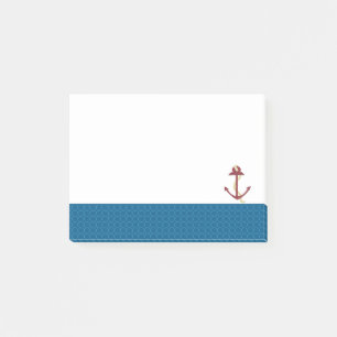 Post-it® Ancre nautique avec bordure à motif bleu