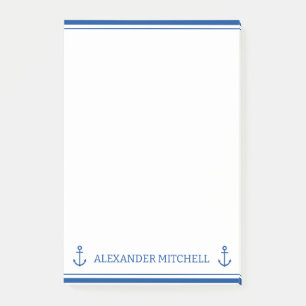 Post-it® Ancre nautique bleu et blanc simple Personnalisée