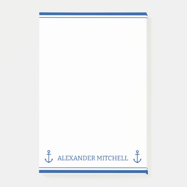 Post-it® Ancre nautique bleu et blanc simple Personnalisée (Devant)