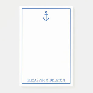 Post-it® Ancre nautique bleu et blanc simple Personnalisée