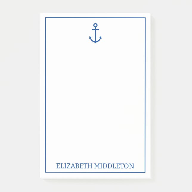 Post-it® Ancre nautique bleu et blanc simple Personnalisée (Devant)