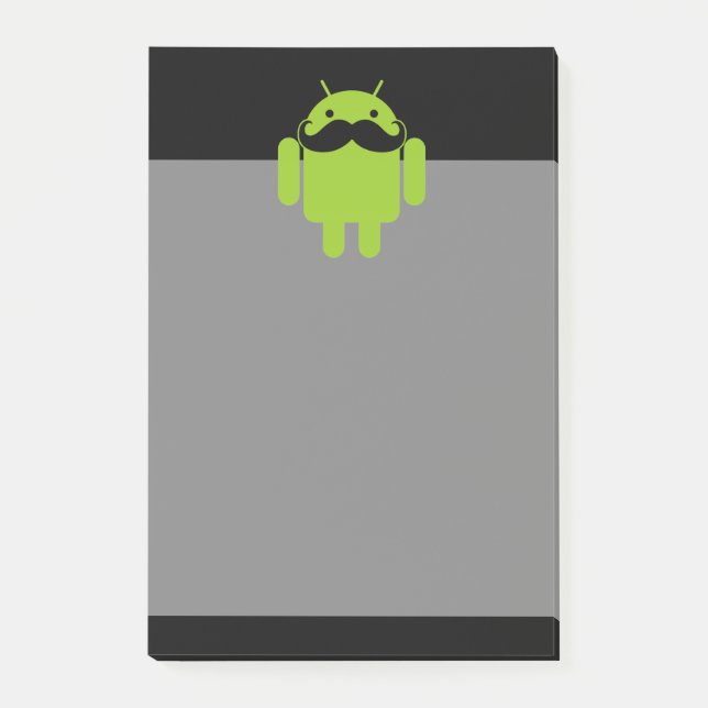 Post-it® Android Robot Icon Mustache sur noir (Devant)
